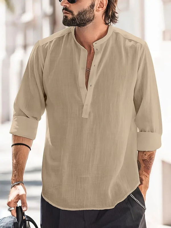 Heren linnen shirt - lichtgewicht casual mode voor zomerdagen - stijlvolle lange mouwen top voor dagelijks gebruik