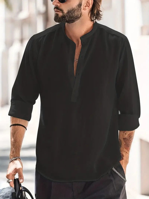 Heren linnen shirt - lichtgewicht casual mode voor zomerdagen - stijlvolle lange mouwen top voor dagelijks gebruik