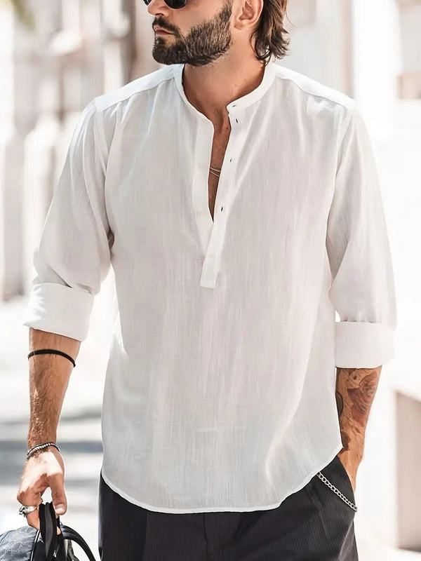 Heren linnen shirt - lichtgewicht casual mode voor zomerdagen - stijlvolle lange mouwen top voor dagelijks gebruik