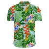 Heren casual bloemenoverhemd met korte mouwen - groene en rode patroon voor zomerse uitjes