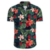 Heren casual bloemenoverhemd met korte mouwen - groene en rode patroon voor zomerse uitjes