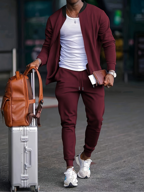 2-delige lichtgewicht herentracksuit voor reizen - stijlvolle jas en broek voor casual ontspanning