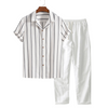 2-delig herenshirt en broekset - gestreepte lichte zomeroutfit voor dagtochten