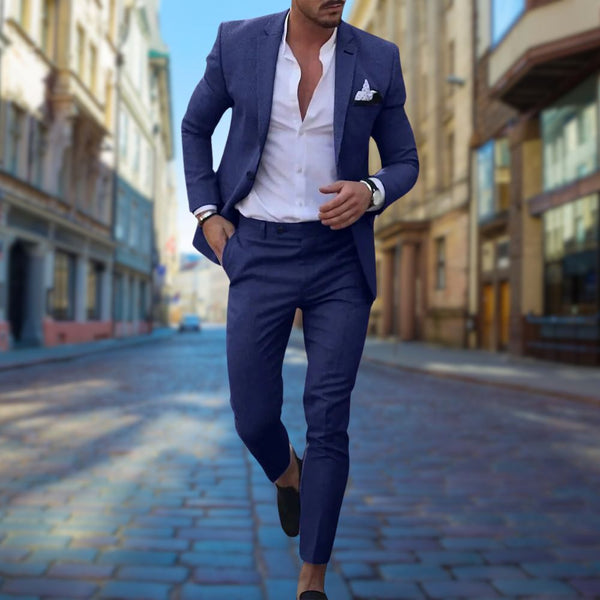 2-delig slim-fit pak op maat gemaakte herenblazer en broek voor formele en casual gelegenheden