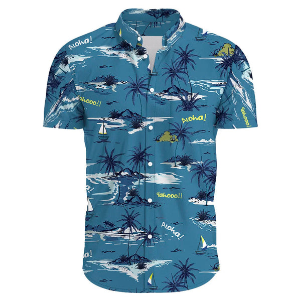 Heren casual bloemenoverhemd met korte mouwen - groene en rode patroon voor zomerse uitjes