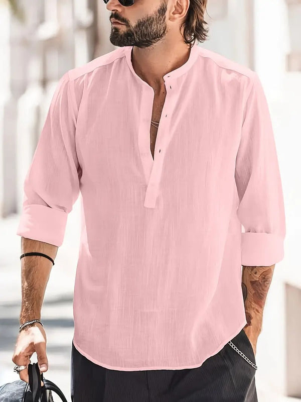 Heren linnen shirt - lichtgewicht casual mode voor zomerdagen - stijlvolle lange mouwen top voor dagelijks gebruik