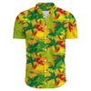 Heren casual bloemenoverhemd met korte mouwen - groene en rode patroon voor zomerse uitjes