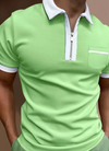 Heren polo shirt casual outfit met rits - kort mouw top met borstzak voor weekendlooks