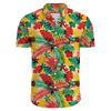 Heren casual bloemenoverhemd met korte mouwen - groene en rode patroon voor zomerse uitjes