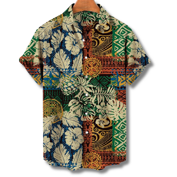 Bloemenpatroon kortemouwen shirt - veelzijdig casual herenoverhemd
