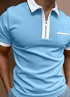 Heren polo shirt casual outfit met rits - kort mouw top met borstzak voor weekendlooks