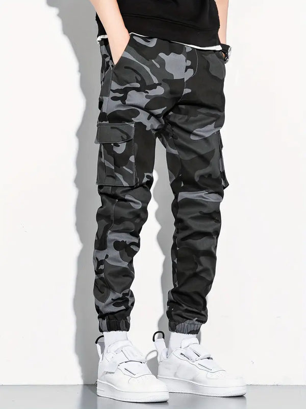 Heren camo grijze cargo broeken - functionele alledaagse mode met relaxte fit