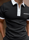 Heren polo shirt casual outfit met rits - kort mouw top met borstzak voor weekendlooks