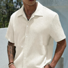 Beige kortek mouw casual overhemd - hedendaags mannen zomerhemd