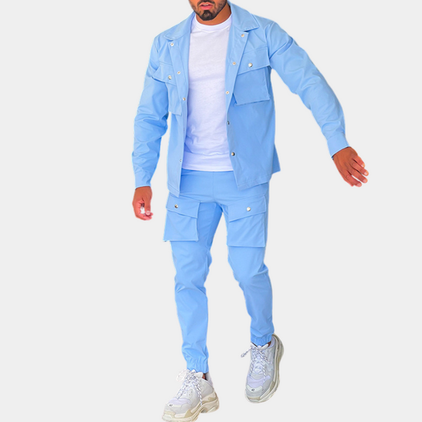 2-delige mannen cargo set - lichte jas en broek voor een slimme casual stijl
