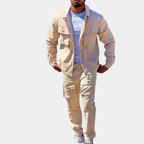 2-delige mannen cargo set - lichte jas en broek voor een slimme casual stijl