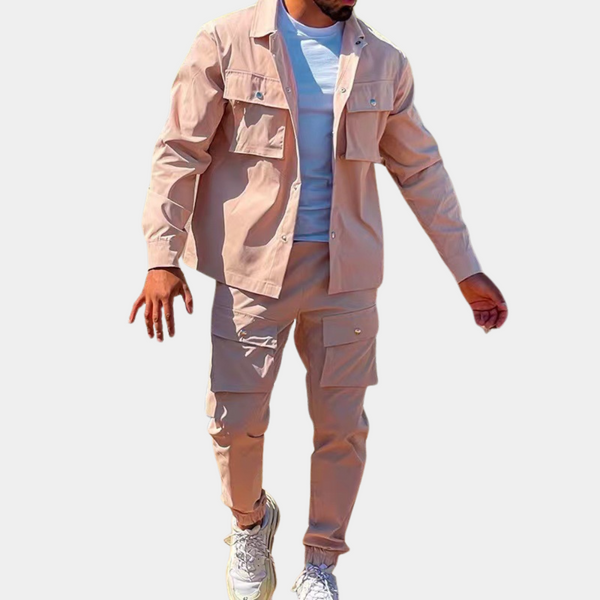 2-delige mannen cargo set - lichte jas en broek voor een slimme casual stijl