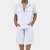 2-delige stijlvolle zomeroutfit voor heren - lichtgewicht button-up shirt en shorts set, wit - casual kleding