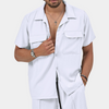 2-delige stijlvolle zomeroutfit voor heren - lichtgewicht button-up shirt en shorts set, wit - casual kleding
