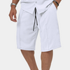 2-delige stijlvolle zomeroutfit voor heren - lichtgewicht button-up shirt en shorts set, wit - casual kleding