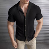 Heren casual overhemd slim fit - ademend kort mouw avondkleding, stijlvolle uitstraling