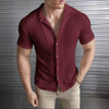 Heren casual overhemd slim fit - ademend kort mouw avondkleding, stijlvolle uitstraling