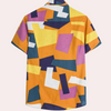 Heren korte mouwen shirt met geometrische print - lichtgewicht ontwerp voor alledaagse ontspanning