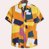 Heren korte mouwen shirt met geometrische print - lichtgewicht ontwerp voor alledaagse ontspanning