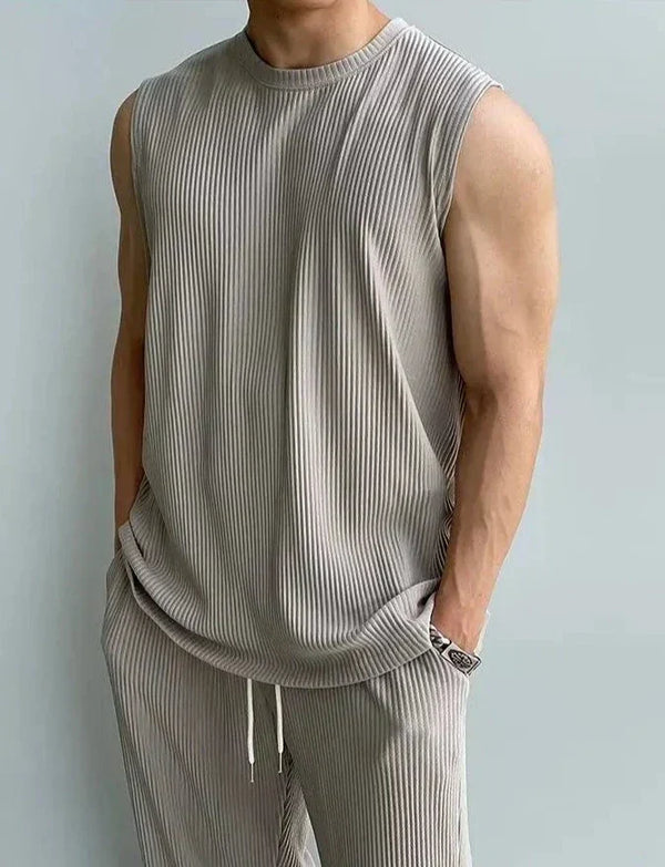 Mannen zonder mouwen gebreide top & broek set - moderne casual wear voor elke dag