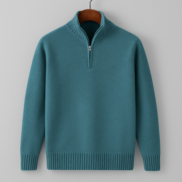 Heren trui met ritssluiting en hoge kraag - stijlvolle gebreide jumper voor casual uitjes, warm en veelzijdig
