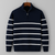 Heren kwart zip trui in navy en witte strepen - casual weekend sweater van zachte stof