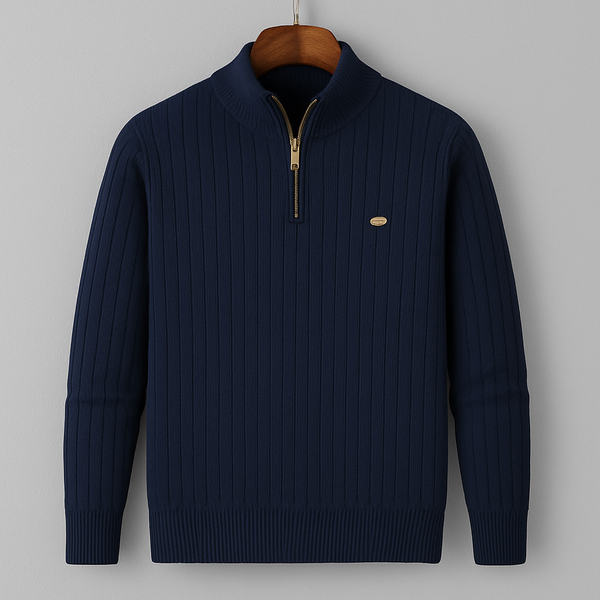 Heren ribgebreide trui met ritssluiting - trendy casual herfstknitwear voor dagelijks gebruik