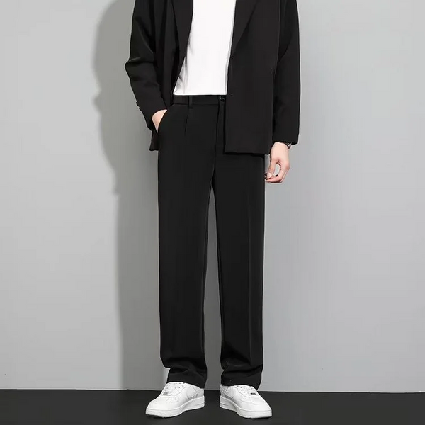 Heren slim fit smart broeken voor kantoor en avondkleding - klassiek formele pantalon