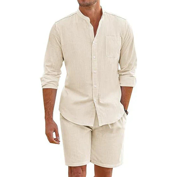 2-delige casual heren overhemden en shorts set - ademende zomerkleding voor ontspannen uitjes