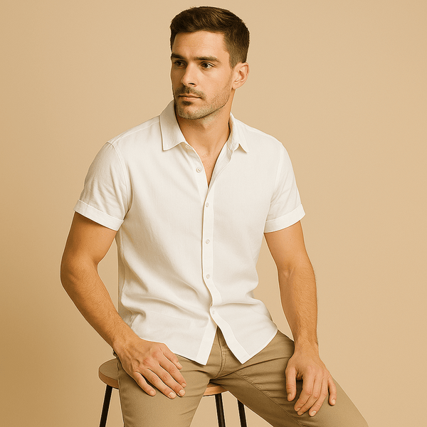 Heren korte mouw linnen shirt - ademend en relaxed fit casual top