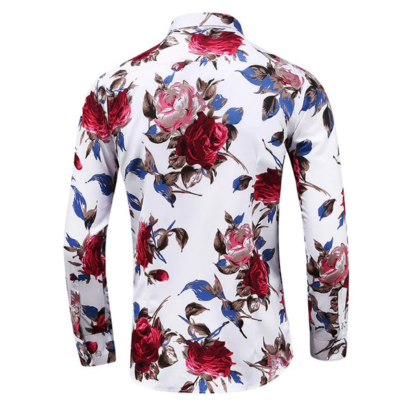 Heren bloemenoverhemd - stijlvolle avondkleding met lange mouwen voor casual en formele gelegenheden