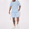 2-delige zomerse gebreide set voor heren - stijlvolle polo en shorts voor casual uitjes