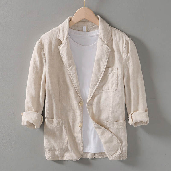Leren blazer voor heren - lichte zomerjas voor een stijlvolle kantoorlook met praktische zakken