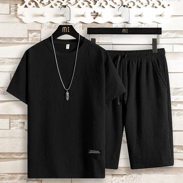 2-delige heren lounge set - casual outfit met relaxte t-shirt en shorts