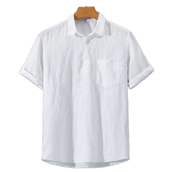 Korte mouwen linnen polo shirt - casual mannen zomer shirt