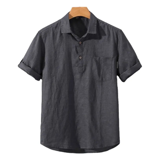 Korte mouwen linnen polo shirt - casual mannen zomer shirt