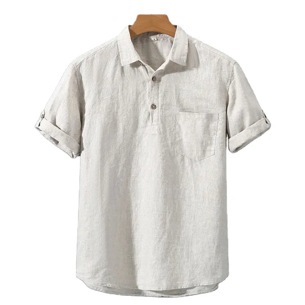 Korte mouwen linnen polo shirt - casual mannen zomer shirt