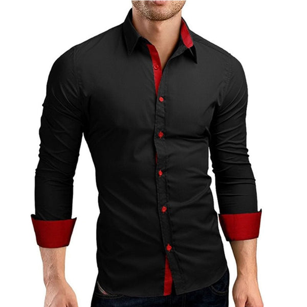 Heren slim fit lange mouwen overhemd - stijlvol voor kantoor en avondkleding, ademende stof