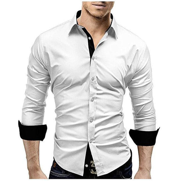 Heren slim fit lange mouwen overhemd - stijlvol voor kantoor en avondkleding, ademende stof
