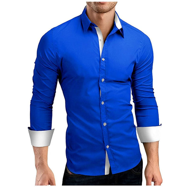 Heren slim fit lange mouwen overhemd - stijlvol voor kantoor en avondkleding, ademende stof