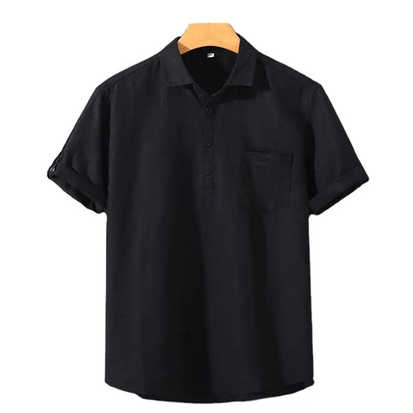 Korte mouwen linnen polo shirt - casual mannen zomer shirt