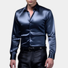 Heren satijnen shirt - glanzende formele avondkleding - stijlvolle lange mouwen