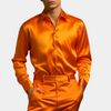 Heren satijnen shirt - glanzende formele avondkleding - stijlvolle lange mouwen