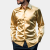Heren satijnen shirt - glanzende formele avondkleding - stijlvolle lange mouwen