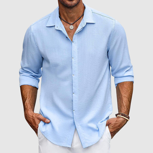 Heren casual linnen shirt - elegante lange mouwen zomeroutfit in lichtgewicht ademende stof